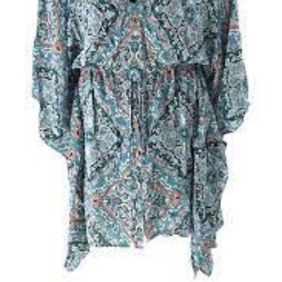 NWT JANTZEN CAFTAN COVER-UP TASSEL TRIM MEDALLION XXS - Picture 5 of 9